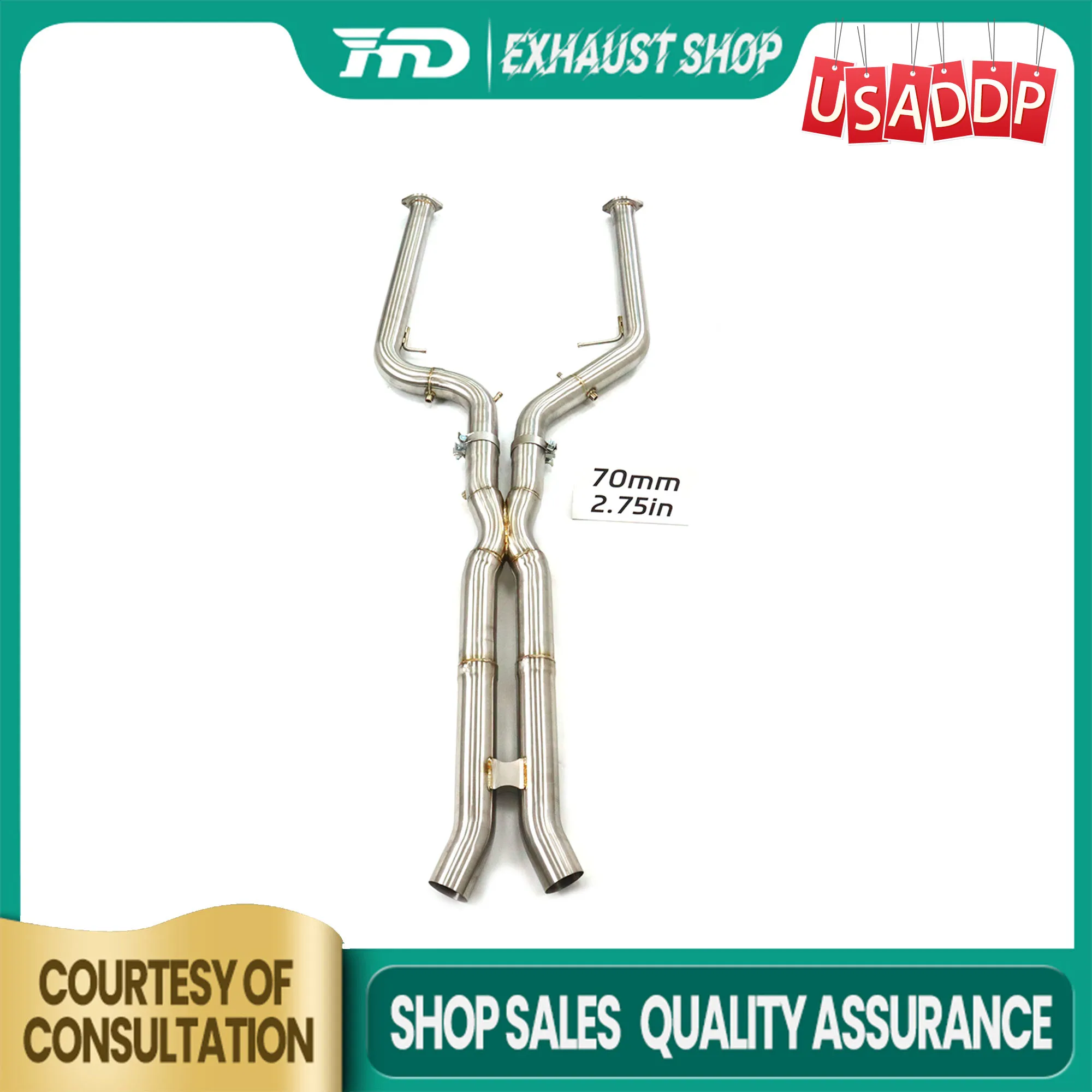 

HMD Exhaust pipe SS304 for BMW X3M X4M F97 F98 LCI Middle pipe High-precision X-tube design High quality