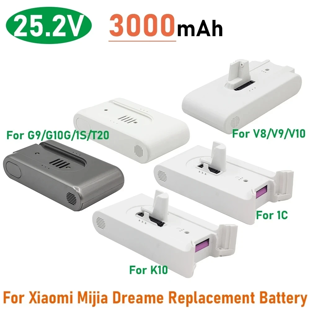 

25.2V 3000mAh Vacuum Cleaner Replacement battery For Xiaomi Mijia Dreame PartsFull Series G9 G10 1S T20 V8 V9 V10 K10 1C Battery