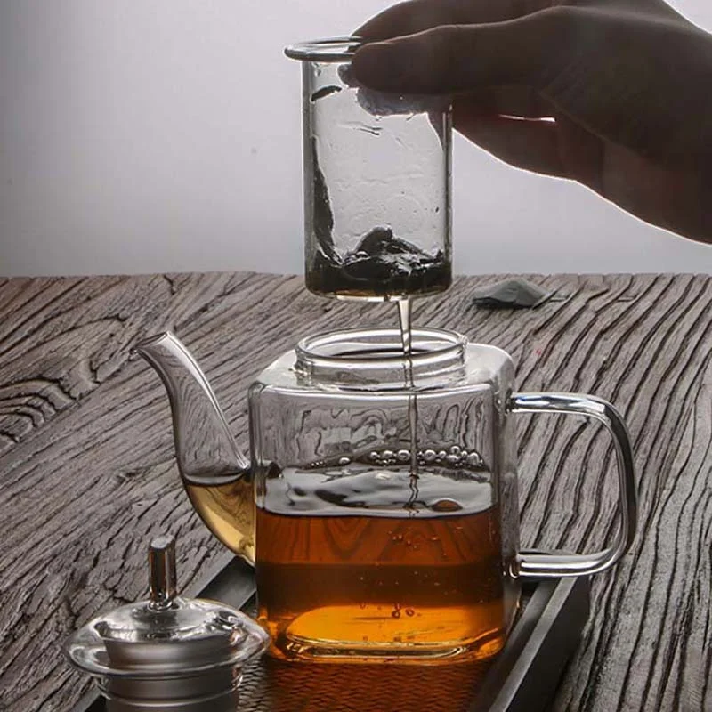 Japanese Style Handmade Heat Resistant Square Glass Teapot With Filter Liner Boiling Flower Tea Pot Kung FuTea Set Teaware