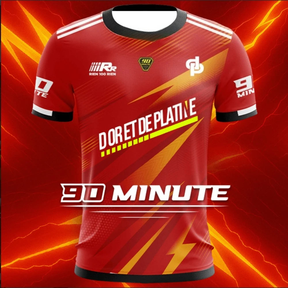 90 Minute Soccer Jersey - White & Blue Lightning Design 