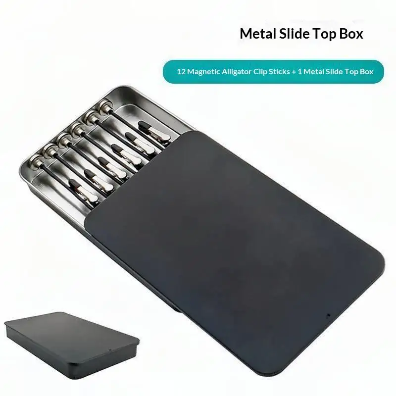 4/12Pcs Magnetic Soldering Helping Hands Flexible PCB Holder With Alligator Clips Storage Box For DIY Electronic Repair