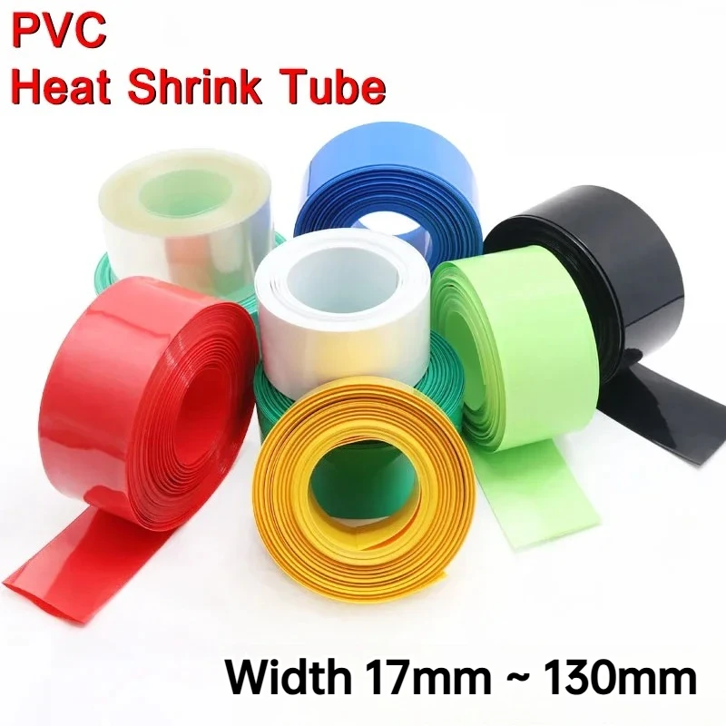 2 Meters 18650 Lipo Battery PVC Heat Shrink Tube Pack Width 17mm ~ 130mm Insulated Film Wrap Lithium Case Cable Sleeving Blue