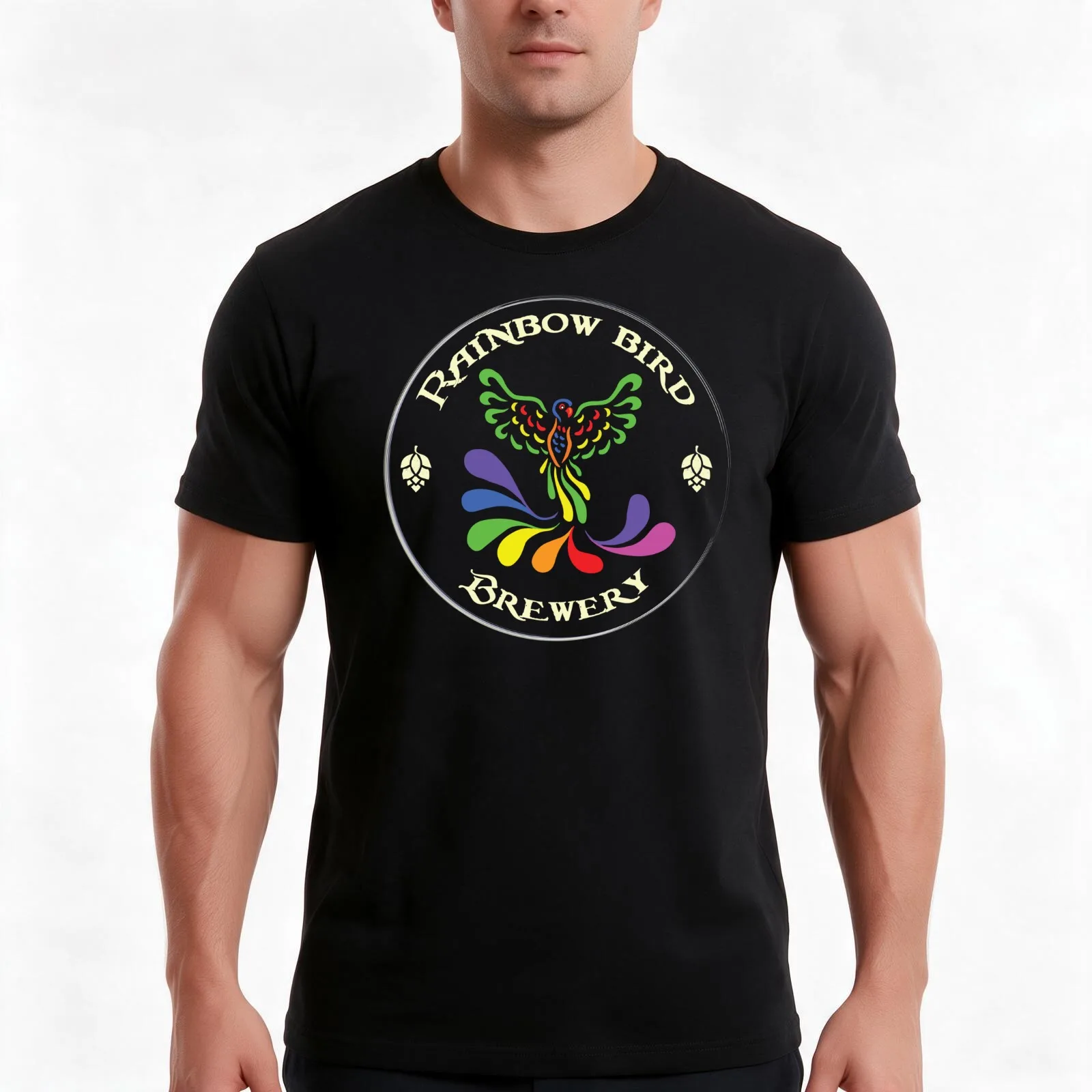 Rainbow Bird Brewery - for dark colours only T-Shirt, Summer Casual Cotton Tee, Oversized Streetwear Tops, Vintage Graphic Print