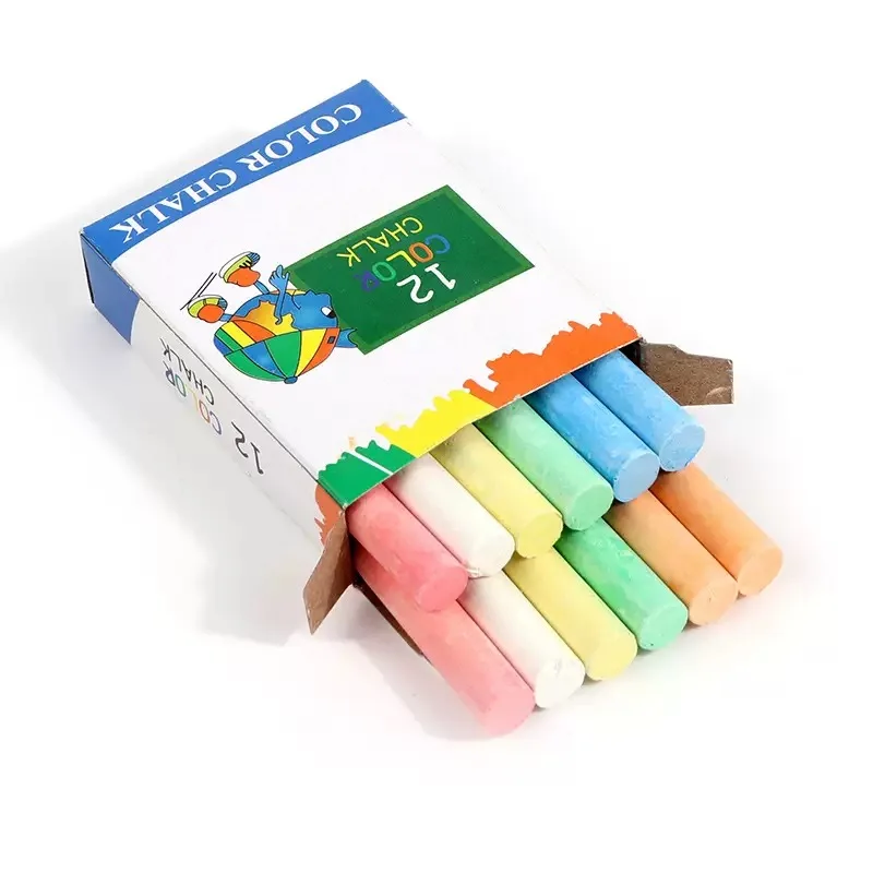 12 PCS Dustless Chalk Colored / White Dust-Free Non-Toxic Vibrant Blackboard Kids Teachers Stationery Office School Supplies