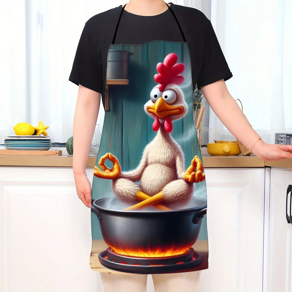 Cartoon Chicken Apron Unisex Kitchen Apron , Fun Cooking Gift, Durable Polyester