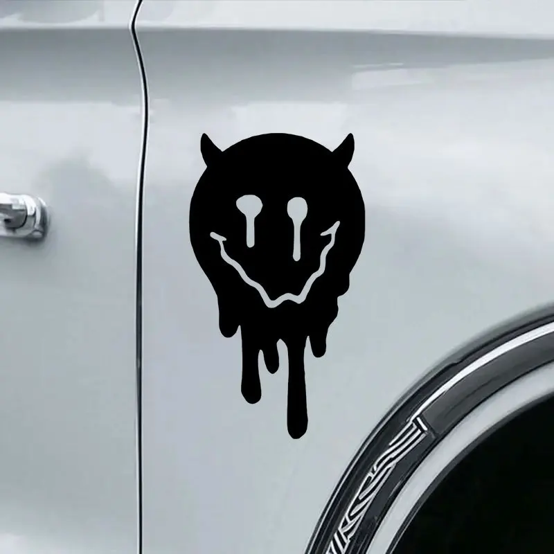 1pc Angel Devil Melting Face Sticker, Waterproof Vinyl Decal for Motorcycle Body, Scooter & Car Bumper Universal Decor