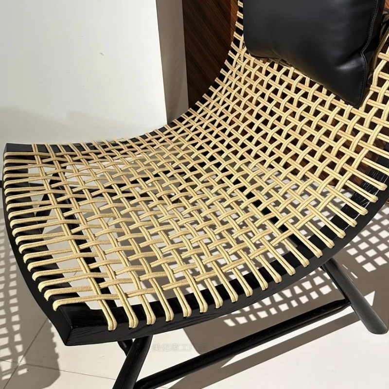 

Nordic single sofa chair balcony leisure recliner solid wood modern simple living room lazy chair household horn chair