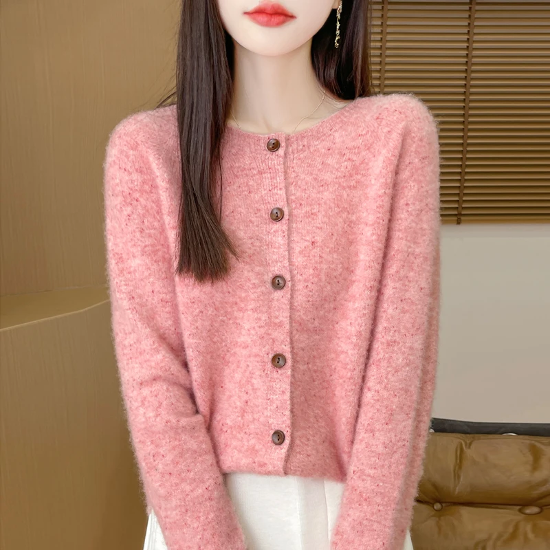 2024 Fashion 100% Merino Wool Sweater Cashmere Pullover O-Neck Long Sleeve Women Knitwear Autumn Winter Clothing Tops DMR239