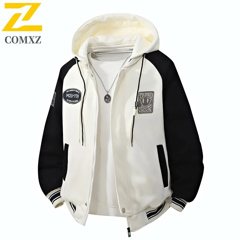 

Autumn Winter Men's Mountain Style Jacket Fleece-Lined Hooded Windbreaker Waterproof Windproof Coat for Hiking Camping Fishing