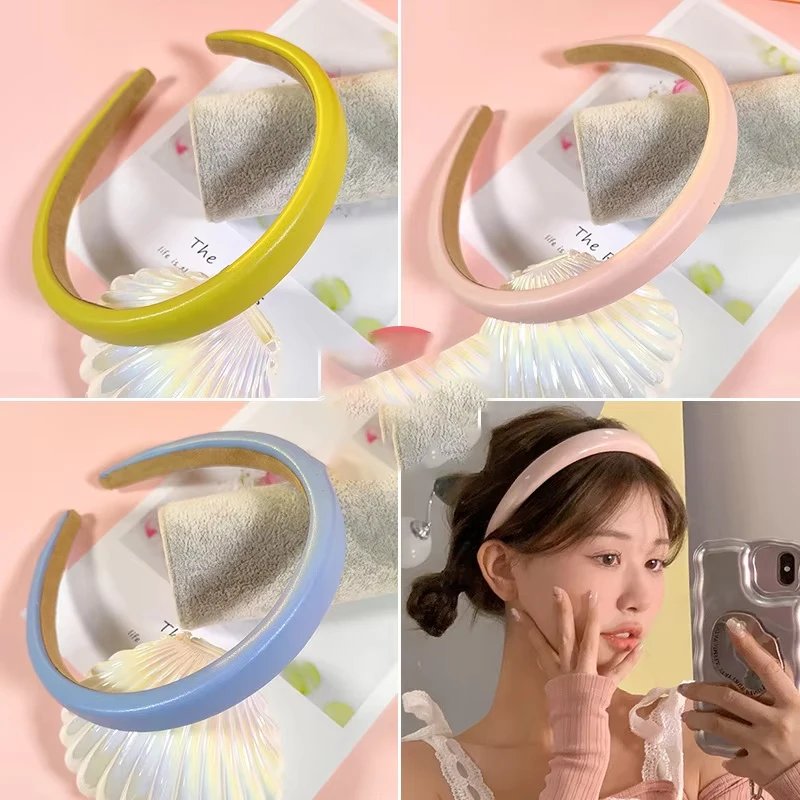 

Korean Satin Colored Hair bands for Women High Cranial Hair Bundles Sweet and Stylish Versatile Hair Accessories for Outings