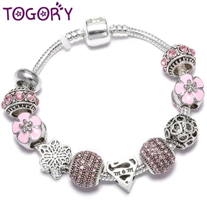 

Женский браслет с бусинами в виде цветка, с подвеской