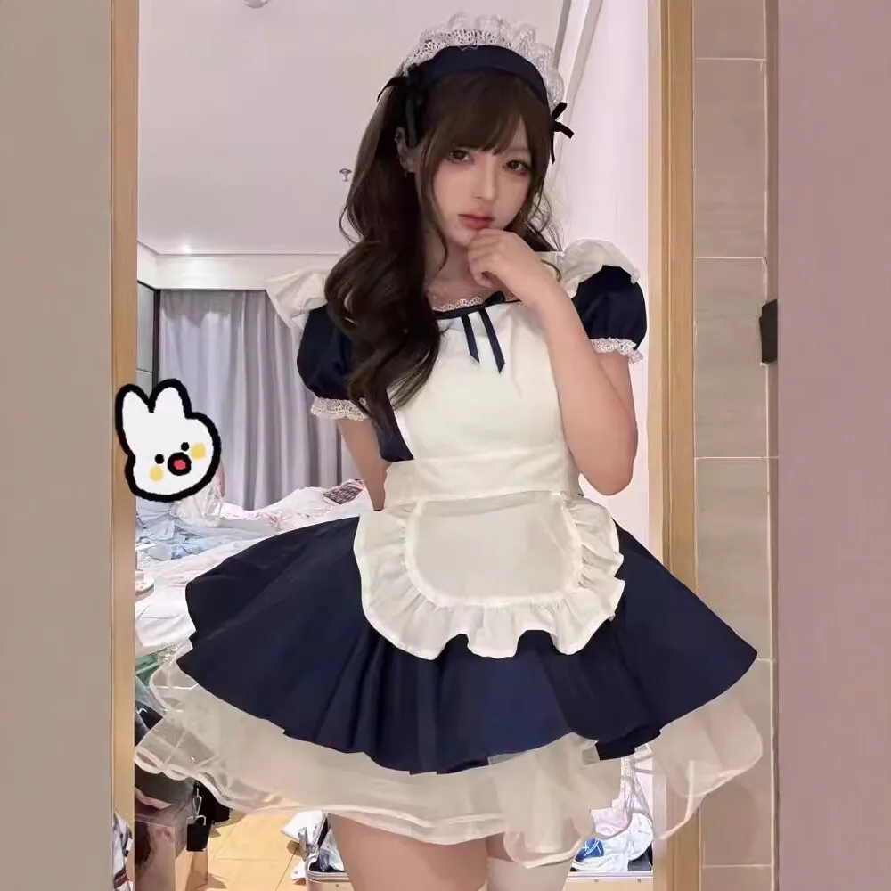 Cute Student Uniform Dress Maidsuit Set Large Size Daily Wear Lovely Lolita Outfit Two-Piece Ensemble Spring Collection