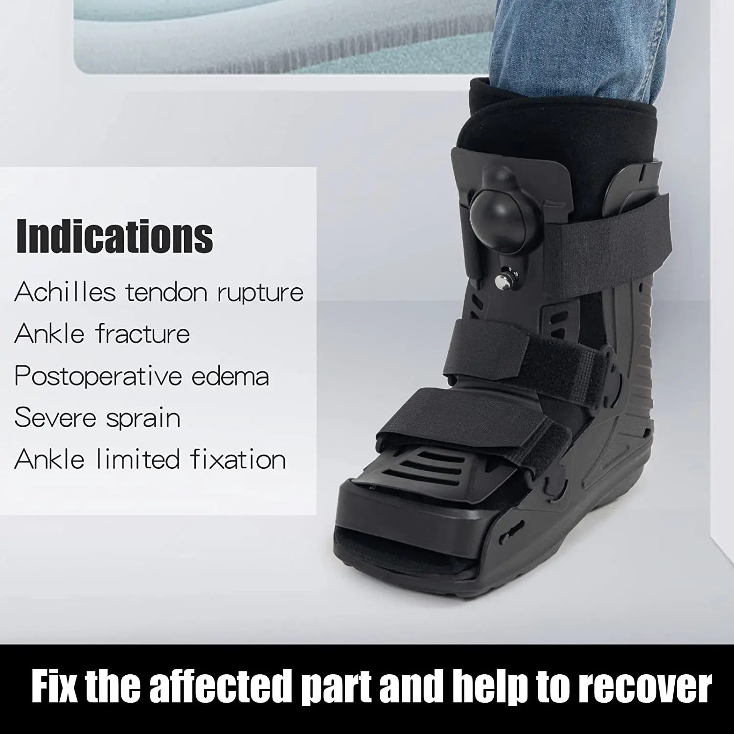 1Pcs Air Cam Walker Fracture Boot Medical Inflatable Walking Boot Orthopaedic Boot for Sprained Ankle Protective Tool