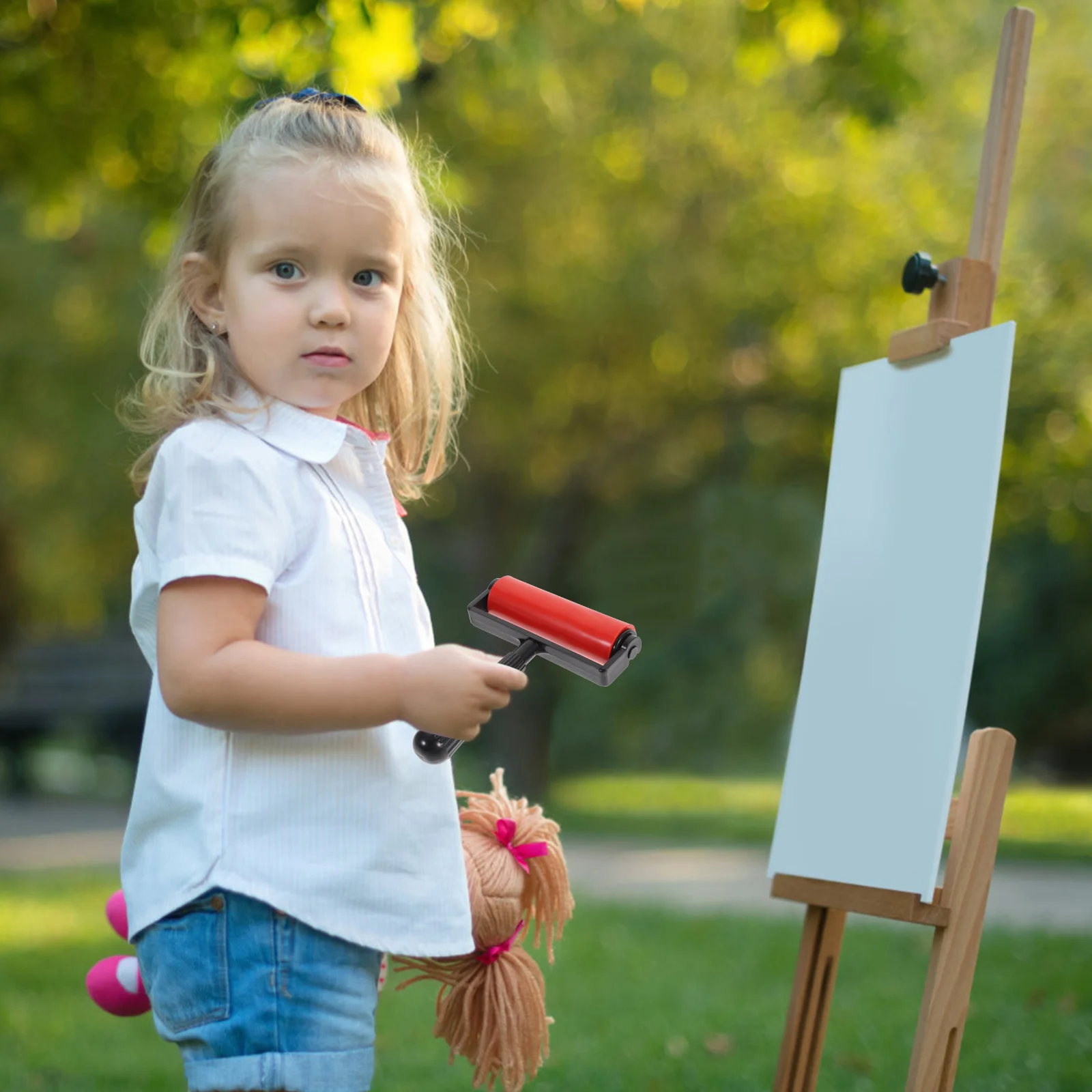 

10Cm Printmaking Roller Rubber For Crafting Smooth Cylinder Detachable Handle Easy Clean Stamping Tool Art Project