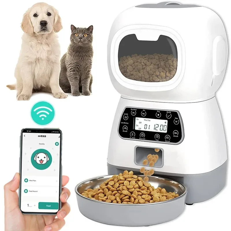 

3.5L Automatic Pet Feeder WiFi Smart Swirl Slow Dog Feeder with Voice Recorder for Cats Large Capacity Timing Cat Food Dispenser