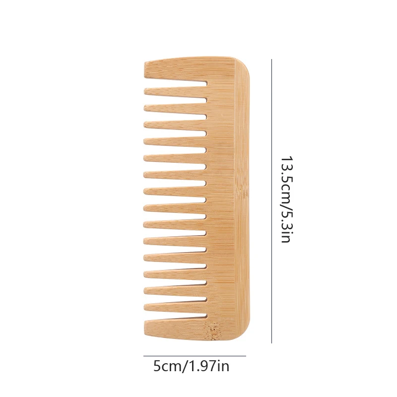 Bamboo Wide Tooth Comb Hair Brushes Detangling Combs Anti-Static Curly Hair For Women Men Smoothing Massaging Home Salon Use