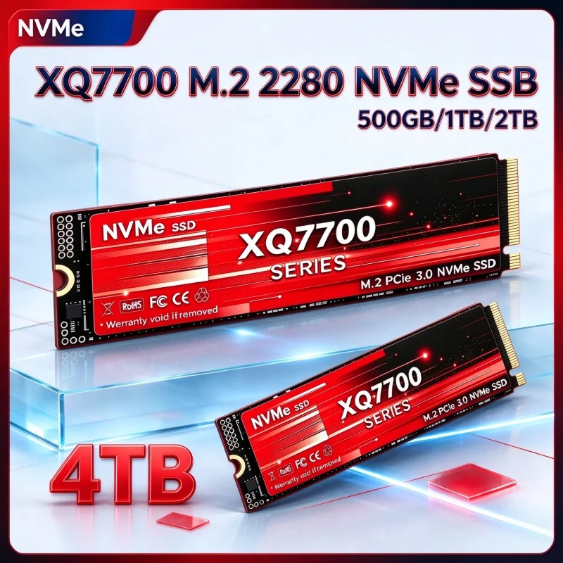 XQ7700 PCIe 3.0 X2 NVMe M.2 2280 SSD 1TB 2TB 4TB Disco de Armazenamento Interno de Estado Sólido para Criadores de Conteúdo e Produção de Mídia