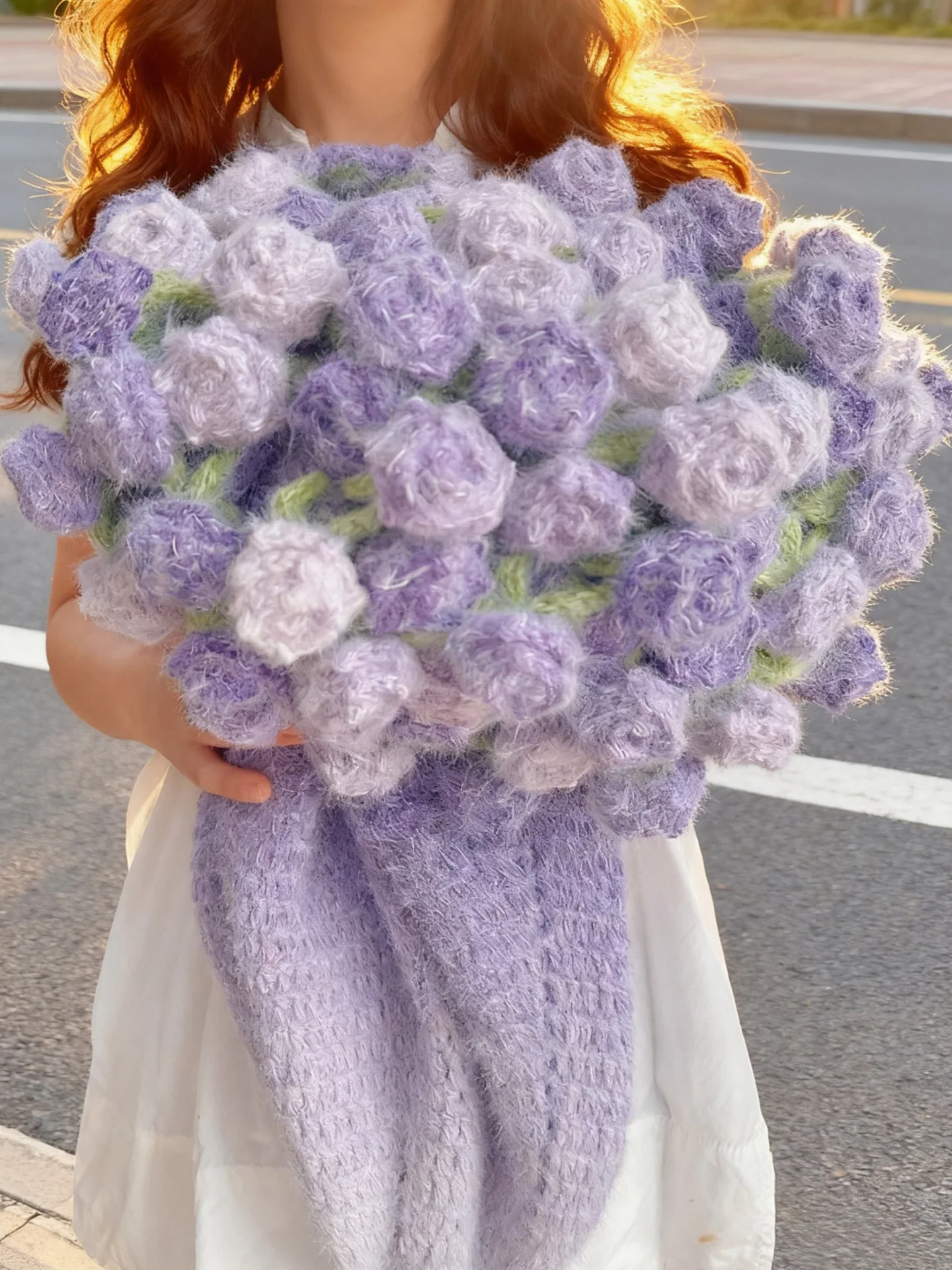 

Двухцветное вязаное вручную одеяло с розами, набор для рукоделия, подарок для девушки, теплый шерстяной комплект для вязания крючком