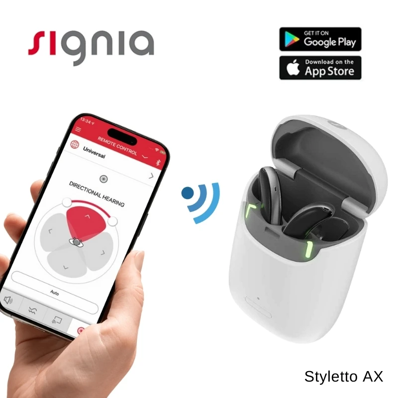 Signia Styletto AX Hearing Aids （1/2/3/5/7AX） for Mild to Severe Hearing Loss Range Charging Bluetooth IP68 waterproof 1 Pair