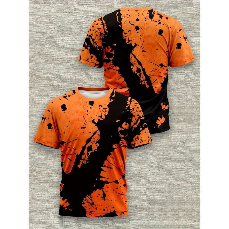3D Print Fun Camouflage T-Shirt For Men Color Splicing Graphic Tees Summer Casual Round Neck Short Sleeve Tops Street Tee Shirts