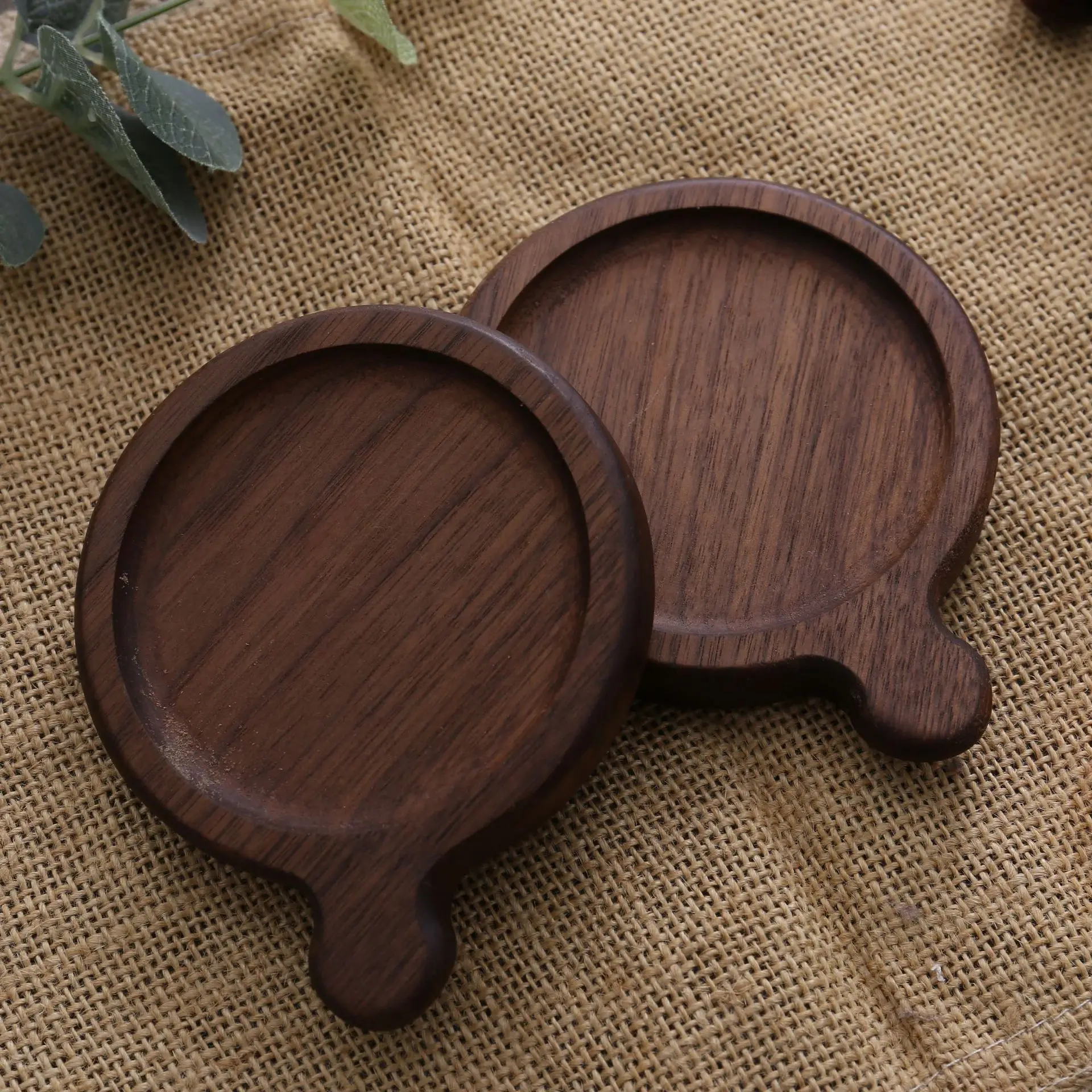 8,8 cm Walnoot Houten Onderzetters voor Glazen en Mokken, Ronde Vierkante Houten Bekeronderzetter Duurzame Thee- en Koffiebekeronderzetter Placemats