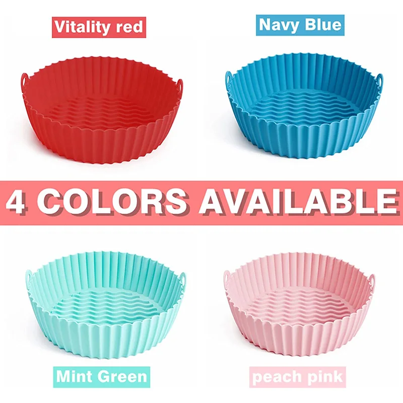 5-pack fritadeira de ar silicone redondo assar 8.5 "reutilizável ar cesta acessórios substituição ovelha forrado silicone esteira bolo molde