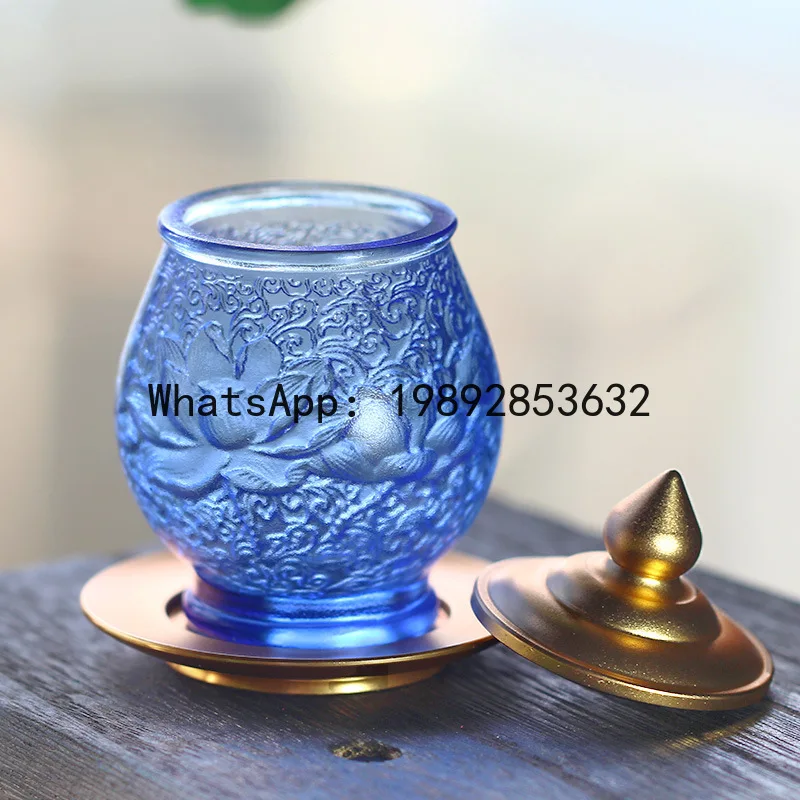 i5.15  glazed lotus Buddhist utensil set ornaments for home living  Buddhist hall temple tabletop placement for Buddha statues
