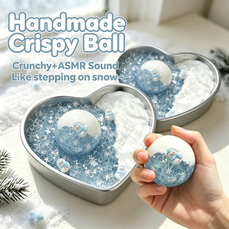 Christmas Limited Edition Winter Snowman Squeeze Ball Crispy Crunch Ocean Apple ASMR Sound Sensory Anxiety Relief ADHD Toy Gift