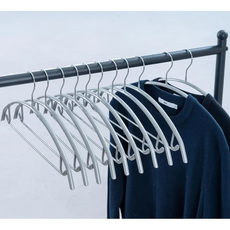 

16.5 Inch Silver No Shoulder No Mark Non-Slip Rubber Coated Contour Metal No Bumps , Sweater , T-Shirt Hanger