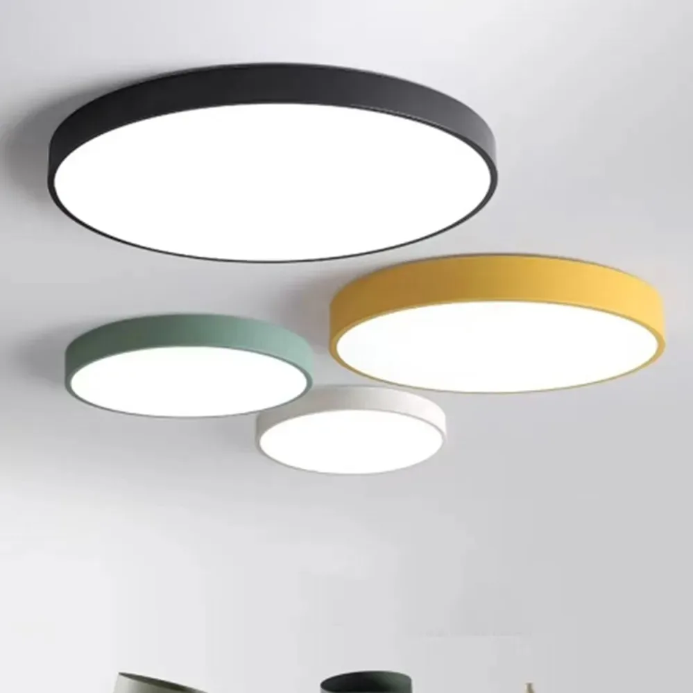 

Светодиодный потолочный светильник в скандинавском стиле, круглая лампа-макарон, современная спальня, кабинет, балкон, детская комната, домашний светильник 23 см, 30 см, 40 см, 60 см