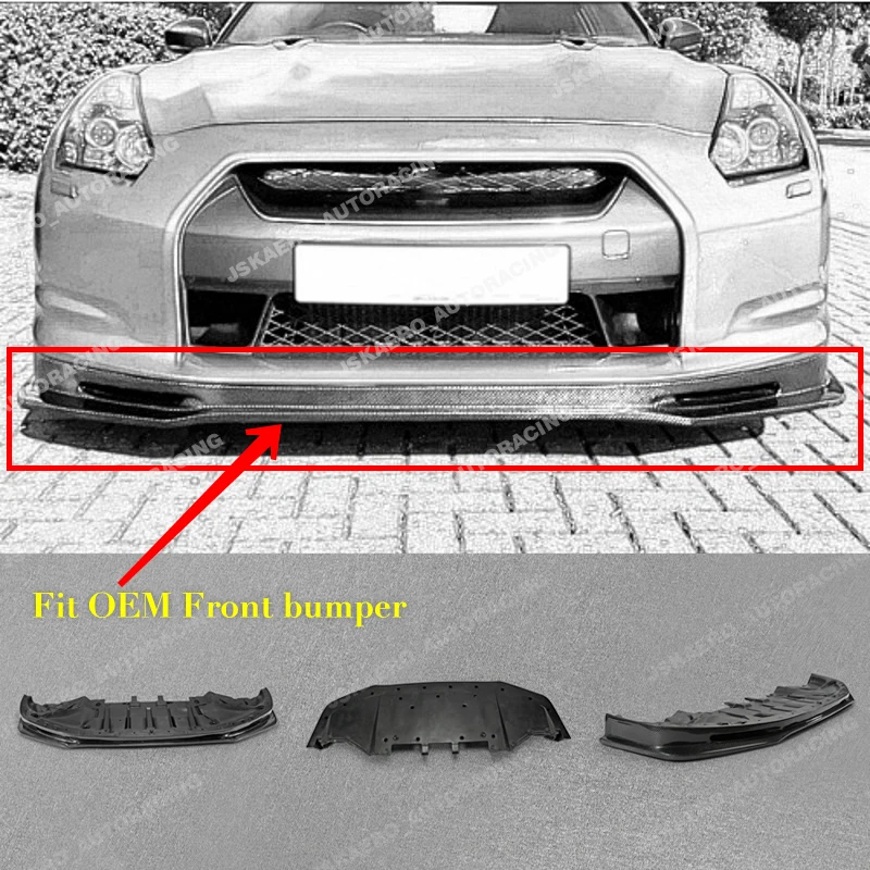 

For Nissan GTR (Pre-Facelift)09-11 R35 Front Bumper Lip w/Undertray Carbon Fiber car Body Kits