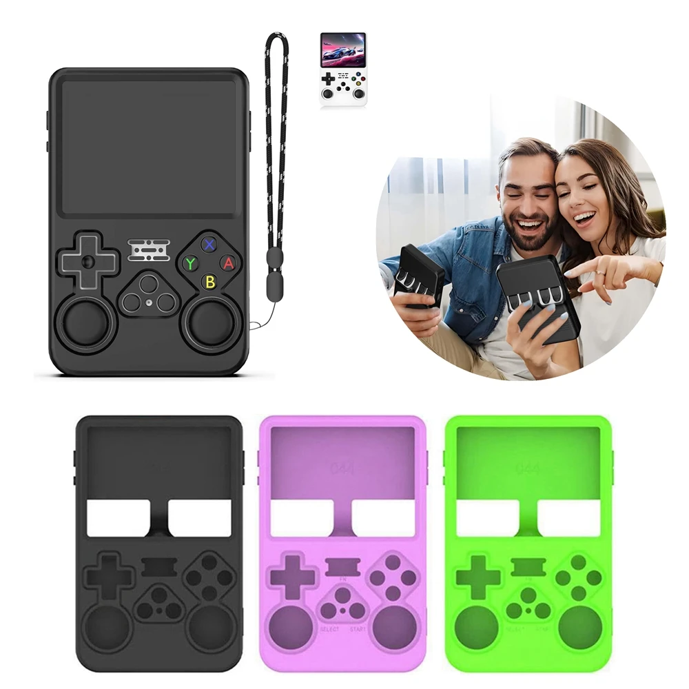 ل R36S ريترو وحدة تحكم بجهاز لعب محمول لينة غطاء من السيليكون مع الحبل المضادة للسقوط المضادة للخدش الغطاء الواقي شل الملحقات