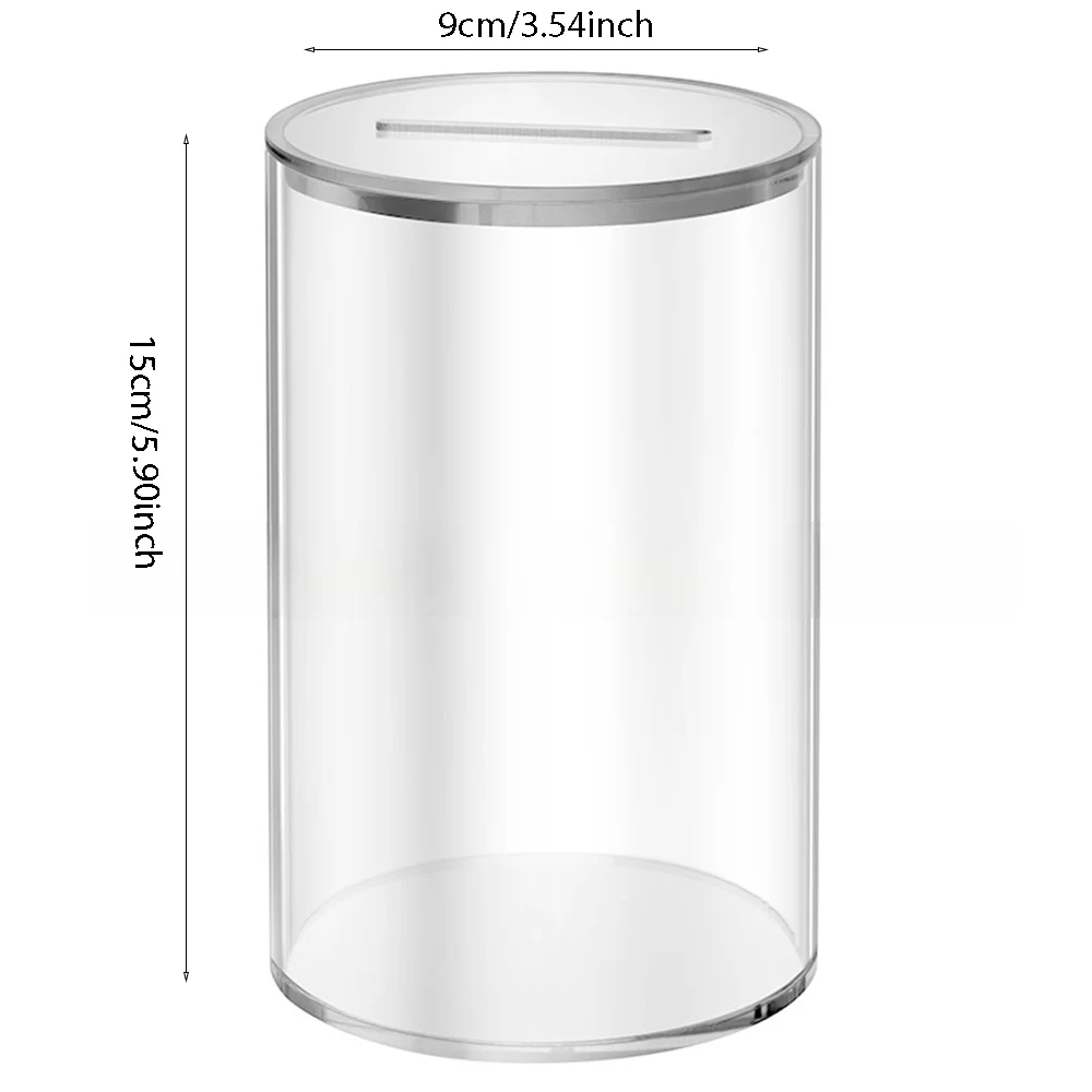 Coin Savings Container Home Decor Desk Organizer Birthday Gift Acrylic Transparent Money Box Reusable