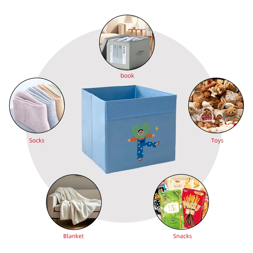 Factory Wholesale Customized Logo Color Small Foldable Cloth Organizer Rectangle Storage Boxes For Household Storage Bathroom