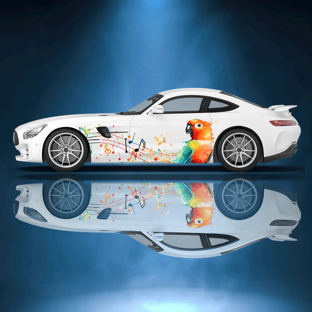 

Поющая красочная виниловая наклейка с попугаем для автомобиля, самоклеящаяся наклейка из ПВХ, подходит для грузовиков, внедорожников, украшения, автоаксессуары, подарок
