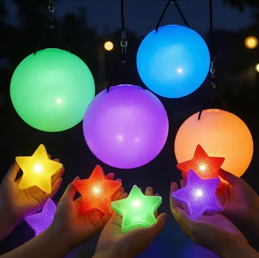 Prop LED Glowing Star Shaped Throwing Ball Handheld Acrylic For Cosplay Performance Creative Party Night Light
