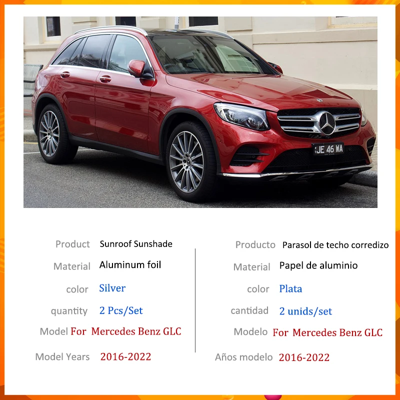 2x Car Sunroof Sunshade for Mercedes Benz GLC X253 C253 2022-2016 2017 2018 Auto Roof Sunscreen Heat Insulation Cover Windscreen