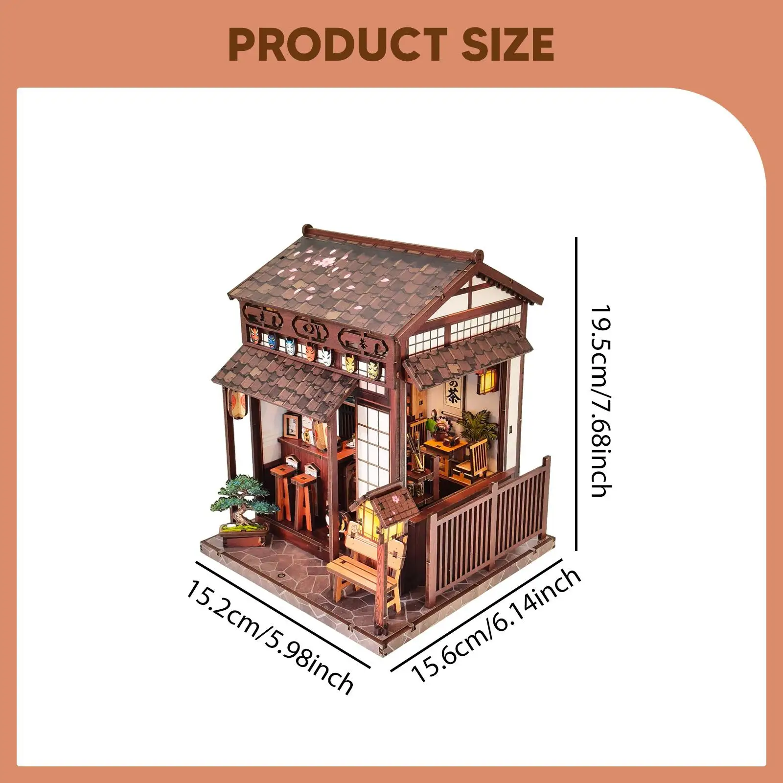 

Miniature House Kit Educational with Light Birthday Gift Micro Scene Model Tea House DIY Miniature Dollhouse Kits Wooden Crafts