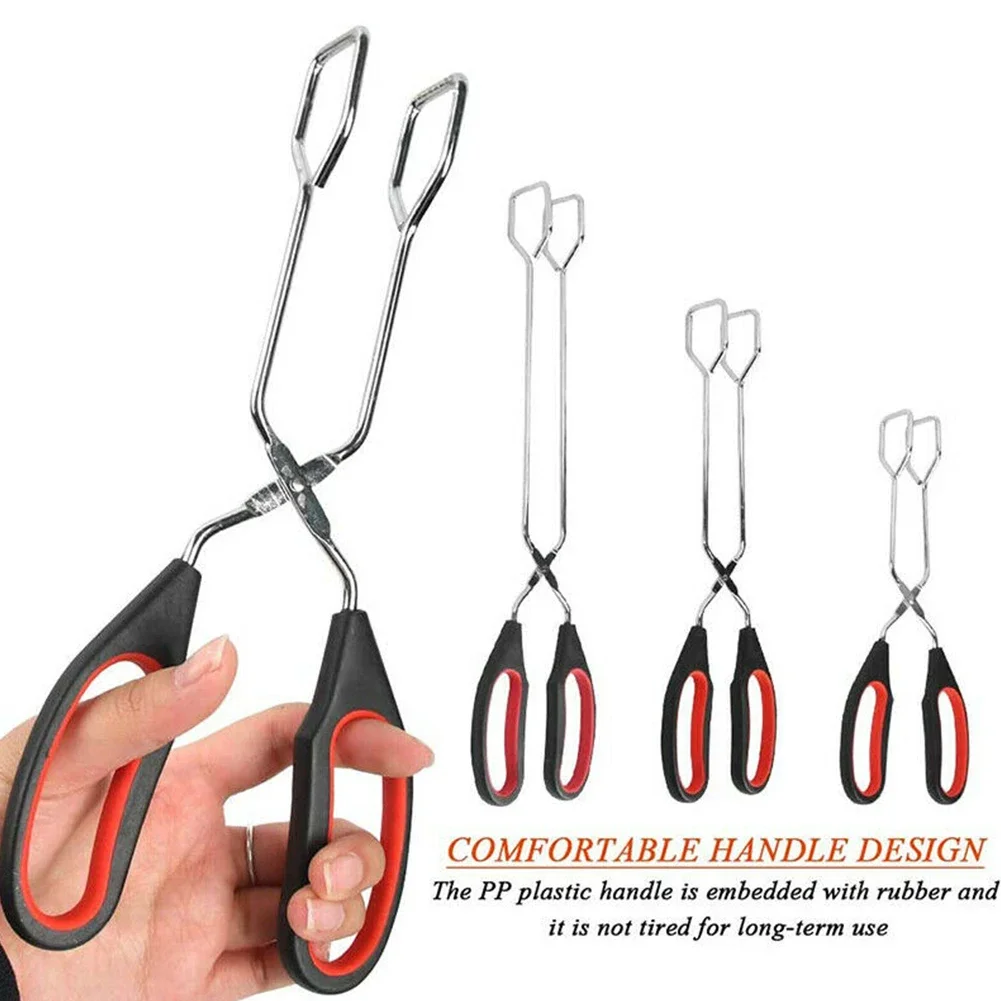 Scissor Bread Tongs Bar Kitchen Extended Food Forceps Food Tong Long Handle Red & Black Tools Utensils Accessories