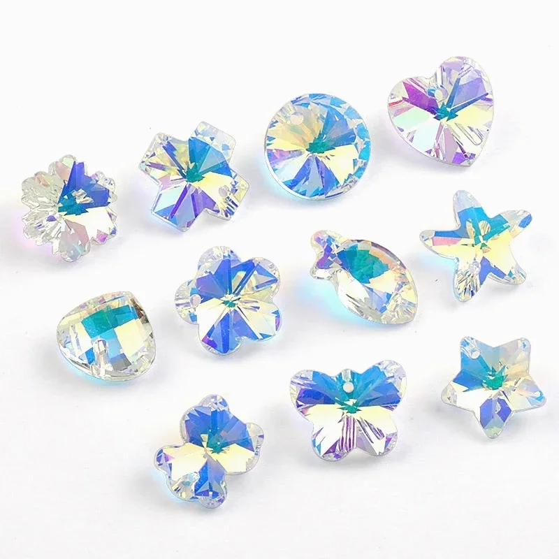 14mm AB Color Crystal Pendant Glass Beads Heart/Star/Bear Charms Beads for Jewelry Making Necklaces Earrings DIY Bracelets