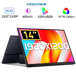 VCHANCE 14 Inch FHD Portable Monitor 1920x1200p 100%sRGB Utral Slim HDMI-Compatible Second Display for PC Laptop Switch XBOX PS5