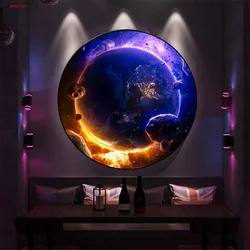 Cyberpunk Style Starry Astronaut Planet Mural Led Wall Lamp Overall Luminescence Cafe Esports Hotel Atmosphere Lighting Sconces