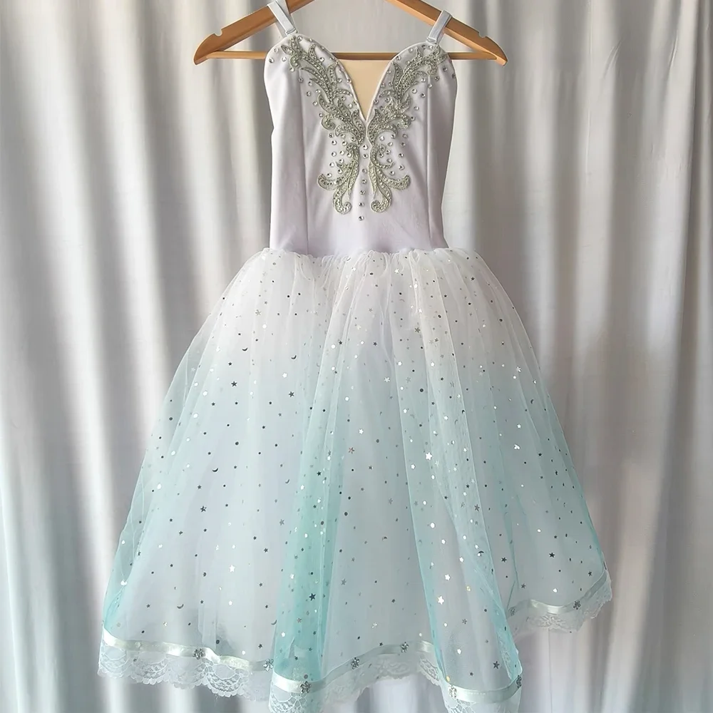 Romantic Tutu Long Ballet Dress For Girls Kids Professional Swan Lake Ballerina Dress Kids Modern Dance Party Ballet Dress