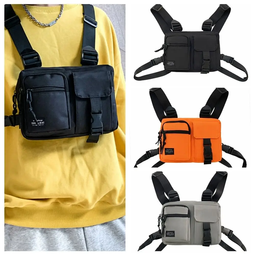Zipper Double Shoulder Chest Bag Oxford Cloth Adjustable Strap Men' S Vest Bag Multi Functional Large Capacity