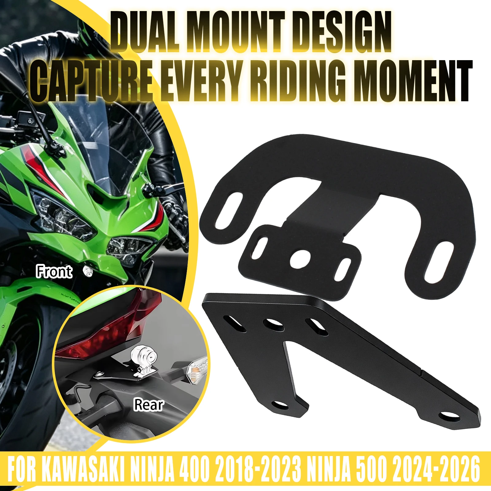 For Kawasaki Ninja 400 2018-2023 Ninja 500 2024-2026 Motorcycle Front And Rear DVR Data Logger Navigation Bracket Holder