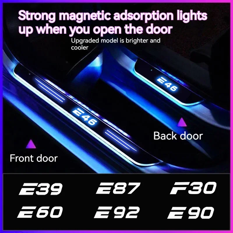 Per BMW M E46 E39 E60 E87 E90 E92 E91 F10 F20 F15 F30 F01 Car Wireless LED Welcome Pedal soglia Light passage Atmosphere lamp