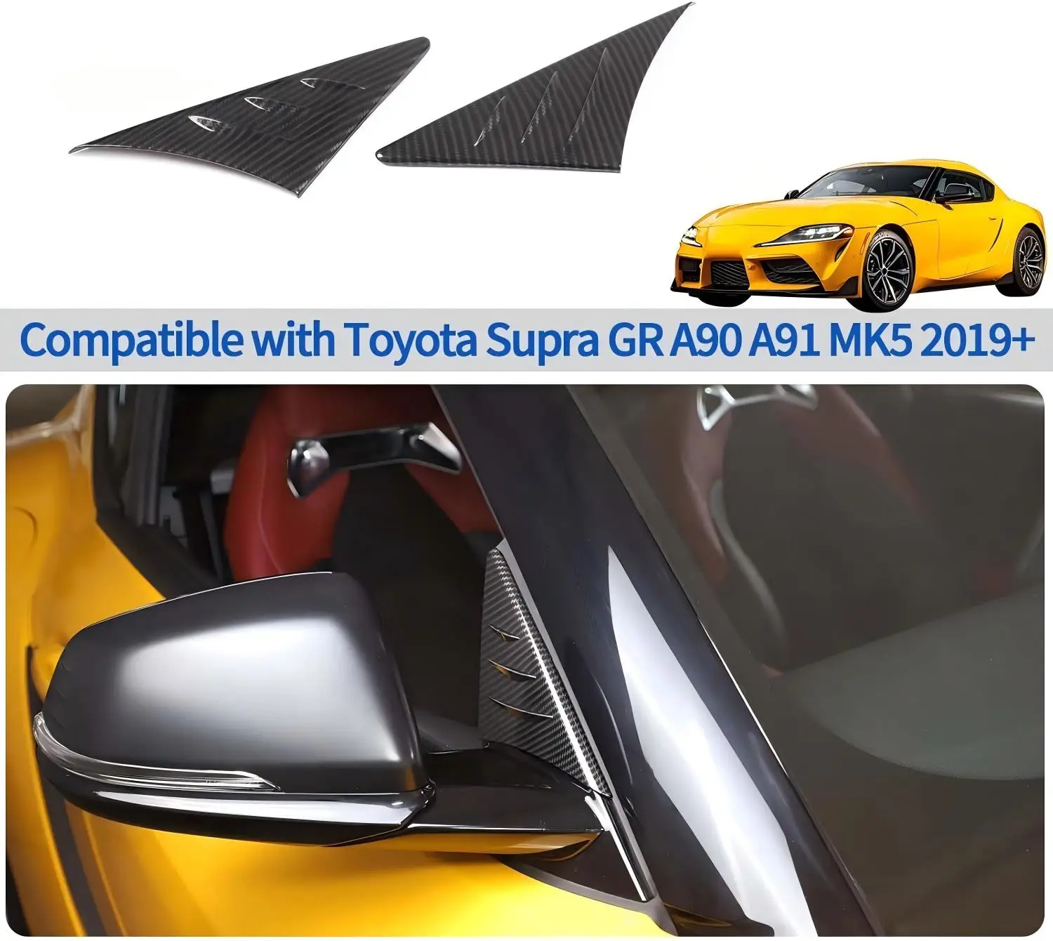 

Carbon Fiber A Pillar Rearview Mirror Panel Trim For Toyota GR Supra A90 MK5 Car Accessories Side Window Spoiler Triangle Cover