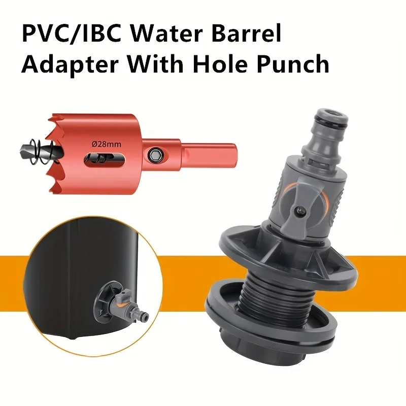 3 pcs PVC barrel connector set with integrated hole punch tool compatible with 1/2 inch DN15 external thread hoses for EU and US