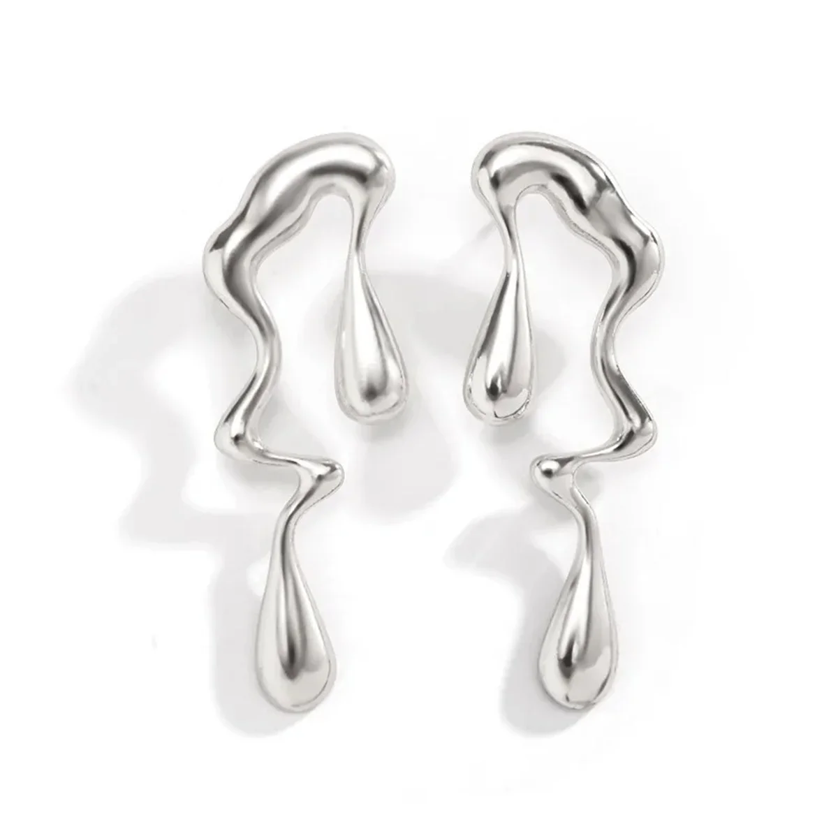 2pcs Irregular Vintage Stainless Steel Water Drops Ear Studs