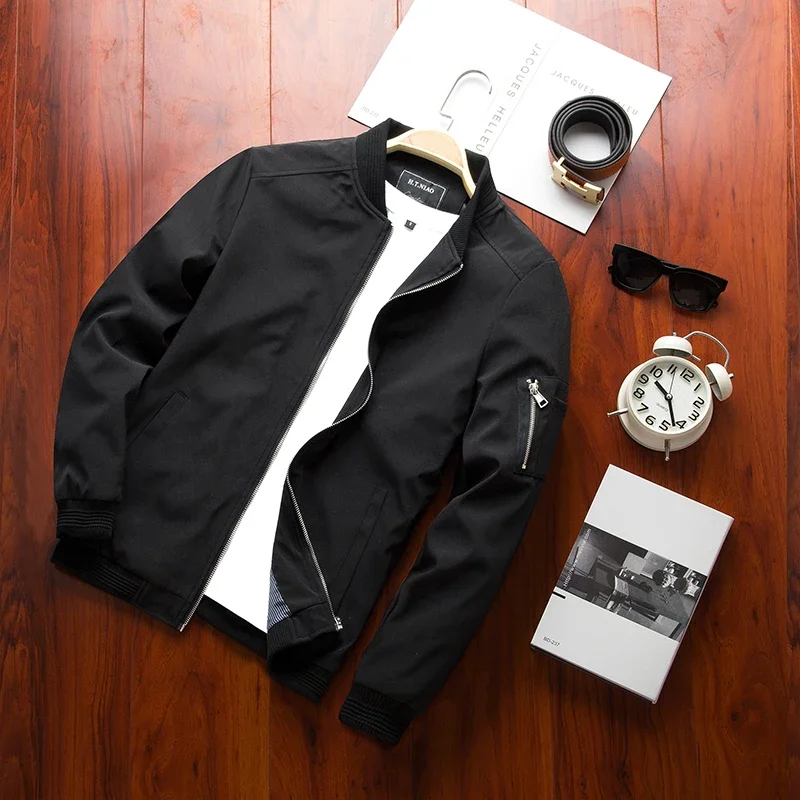 Jesień Wiosna Nowa Męska Kurtka Bomber Zipper Męska Casual Streetwear Hip Hop Slim Fit Pilot Coat Odzież Męska Plus Size 6XL
